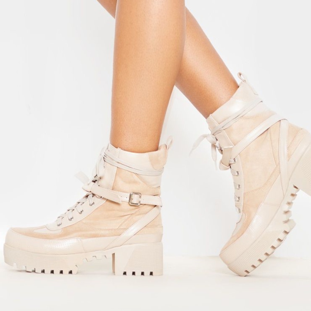 Pretty Little Thing - Karmel Beige Biker Boots